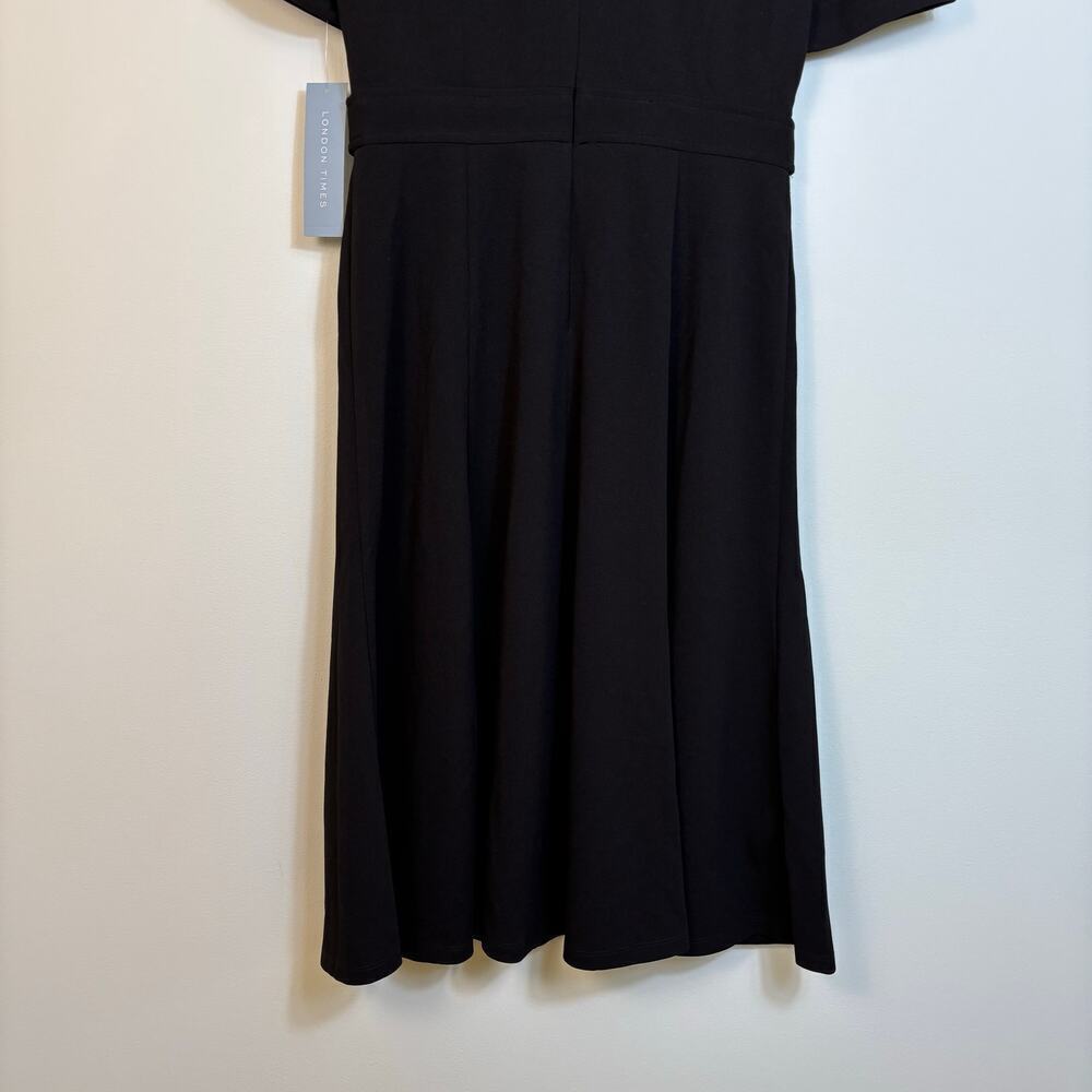 London Times Short Sleeve Fit and Flare Midi Dress Size 6 Taps Minimal Fall NWT - Picture 12 of 13